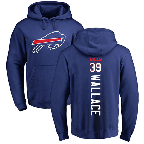 Men NFL Buffalo Bills #39 Levi Wallace Royal Blue Backer Pullover Hoodie Sweatshirt